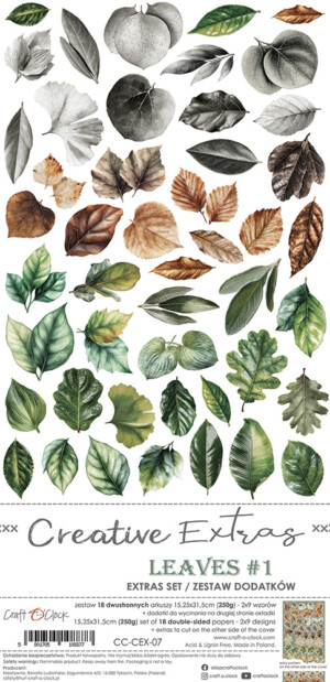 creative extras set 07 – leaves 1 6x12 scrapbooking paper pack | 18 sheets | craft o'clock