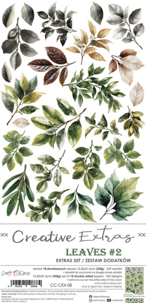 creative extras set 08 – leaves 2 6x12 scrapbooking paper pack | 18 sheets | craft o'clock