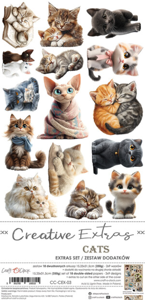 creative extras set 03 – cats 6x12 scrapbooking paper pack | 18 sheets | craft o'clock