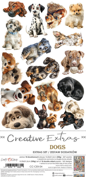 creative extras set 04 – dogs 6x12 scrapbooking paper pack | 18 sheets | craft o'clock