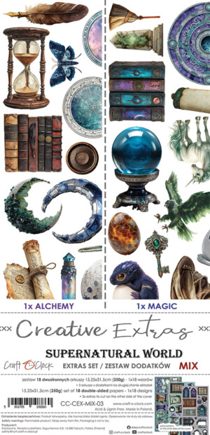 creative extras set mix 03 – alchemy and magic 6x12 scrapbooking paper pack | 18 sheets | craft o'clock