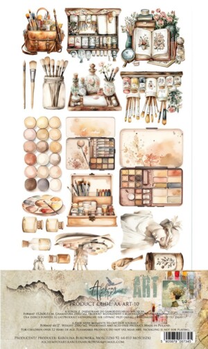6x12 fussy cut scrapbooking paper set | art | 6 sheets | alchemy of art