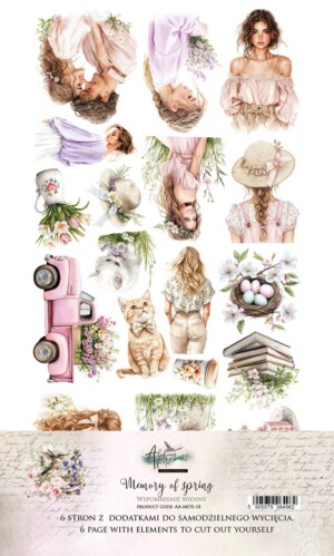 6x12 fussy cut scrapbooking paper set | memory of spring | 6 sheets | alchemy of art