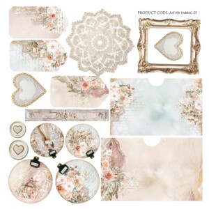 12.6x12.6 fabric sheet for cutting | romantic boho | | album pockets | 1 sheet | alchemy of art