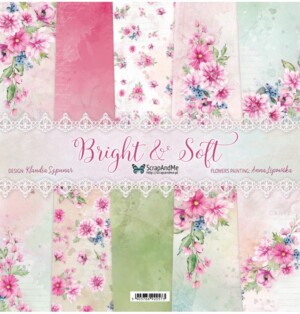 12x12 scrapbook paper pack | bright & soft | 5 sheets | scrapandme