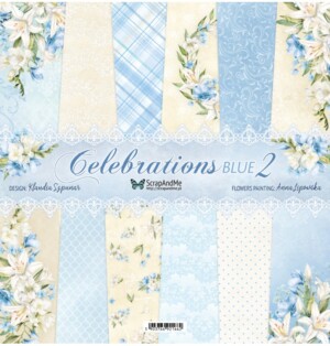 12x12 scrapbook paper pack | celebrations blue 2 | 6 sheets | scrapandme
