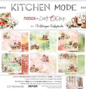 12x12 scrapbook paper pack | kitchen mode | 6 double sided sheets | craft o'clock