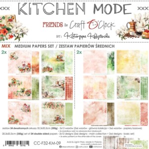 8x8 scrapbook paper pack | kitchen mode | 24 double sided sheets | craft o'clock