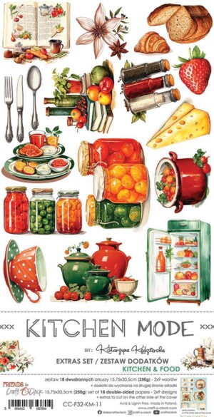 6x12 fussy cut scrapbooking paper set | kitchen mode | 18 sheets | craft o'clock