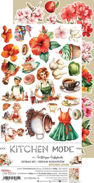 6x12 fussy cut scrapbooking paper set | kitchen mode | 18 sheets | craft o'clock