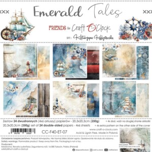 8x8 scrapbook paper pack | emerald tales | 24 double sided sheets | craft o'clock