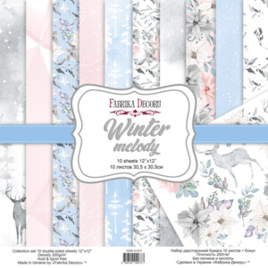 12x12 scrapbook paper pack | winter melody | 10 double sided sheets | fabrica decoru