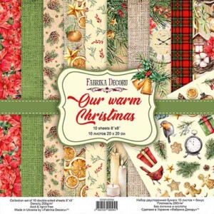 12x12 scrapbook paper pack | our warm christmas | 10 double sided sheets | fabrica decoru
