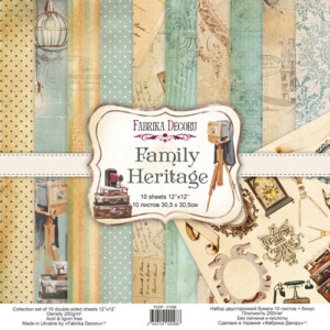 12x12 scrapbook paper pack | family heritage | 10 double sided sheets | fabrica decoru