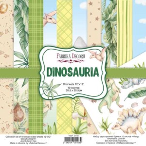 12x12 scrapbook paper pack | dinosauria | 10 double sided sheets | fabrika decoru