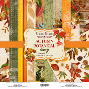 12x12 scrapbook paper pack | autumn botanical dia | 10 double sided sheets | fabrica decoru