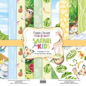 12x12 scrapbook paper pack | safari for kids | 10 double sided sheets | fabrika decoru