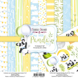 8x8 scrapbook paper pack | my little panda boy | 10 double sided sheets | fabrika decoru