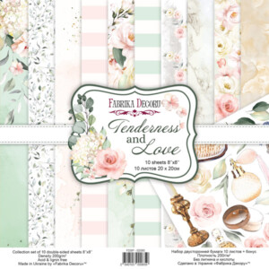 8x8 scrapbook paper pack | tenderness and love | 10 double sided sheets | fabrika decoru