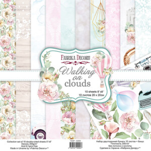 8x8 scrapbook paper pack | walking on clouds | 10 double sided sheets | fabrika decoru