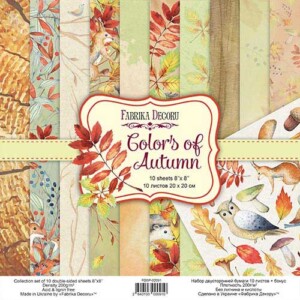 8x8 scrapbook paper pack | colors of autumn | 10 double sided sheets | fabrika decoru