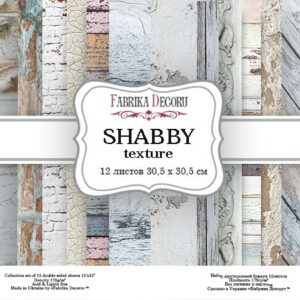 12x12 scrapbook paper pack | shabby texture | 12 double sided sheets | fabrika decoru