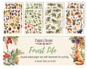 6x8 fussy cut scrapbooking paper set | forest life | 8 sheets | fabrika decoru