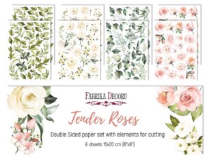 6x8 fussy cut scrapbooking paper set | tender roses | 8 sheets | fabrika decoru