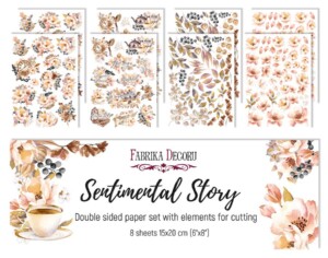 6x8 fussy cut scrapbooking paper set | sentimental story | 8 sheets | fabrika decoru