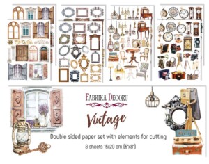 6x8 fussy cut scrapbooking paper set | vintage | 8 sheets | fabrika decoru