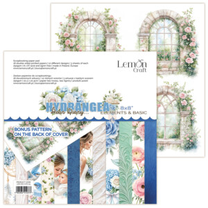 8x8 scrapbook paper pack | hydrangea | 18 double sided sheets | lemoncraft