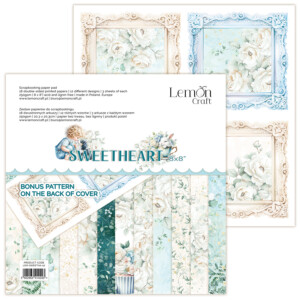 8x8 scrapbook paper pack | sweetheart | 18 double sided sheets | lemoncraft