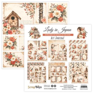 12x12 fussy cut scrapbooking paper set | lady in japan | 5 sheets | scrapboys