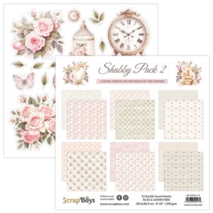8x8 scrapbook paper pack | shabby pack 2 | 12 double sided sheets | scrapboys