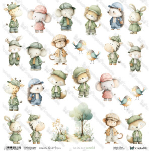 12x12 scrapbook paper | animals 1 fussy cutting elements to cut | 1 sheet | scrapandme