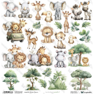 12x12 scrapbook paper | animals 2 fussy cutting elements to cut | 1 sheet | scrapandme