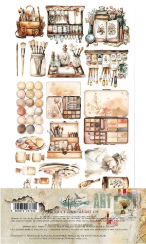 6x12 fussy cut scrapbooking paper set | art | 12 sheets | alchemy of art