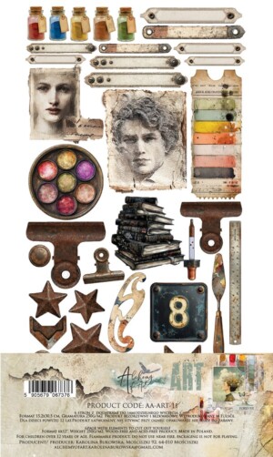 6x12 fussy cut scrapbooking paper set | art | 12 sheets | alchemy of art