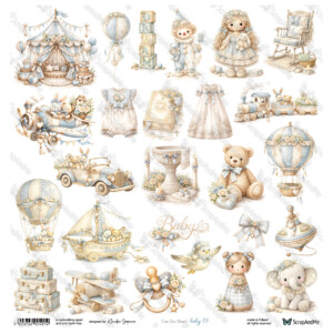 12x12 scrapbook paper | baby 9 fussy cutting elements to cut | 1 sheet | scrapandme
