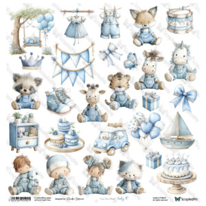12x12 scrapbook paper | baby 10 fussy cutting elements to cut | 1 sheet | scrapandme