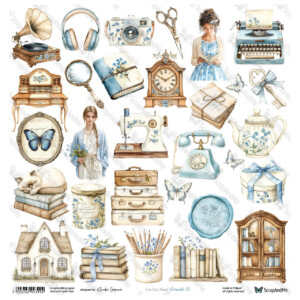 12x12 scrapbook paper | elements 13 fussy cutting elements to cut | 1 sheet | scrapandme