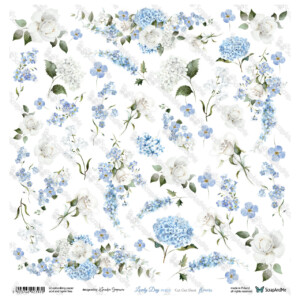 12x12 scrapbook paper | lovely day in blue flowers fussy cutting elements to cut | 1 sheet | scrapandme