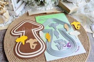 metal cutting die "mushroom shapes die set" for scrapbooking & cardmaking | 8 pieces | 43x18 mm to 184x136 mm | agiart