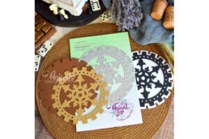 metal cutting die "steampunk gear dies set" for scrapbooking & cardmaking | 2 pieces | 129x129 mm to 135x135 mm | agiart