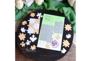 metal cutting die "jigsaw puzzle pieces & panels dies set" for scrapbooking & cardmaking | 2 pieces | 16x21 mm to 74x52 mm | agiart