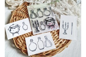clear stamp set ""potion making | 7 pieces | 35x19 mm to 45x48 mm | agiart
