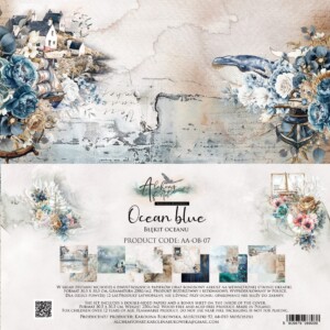 12x12 scrapbook paper pack | ocean blue | 6 sheets | alchemy of art
