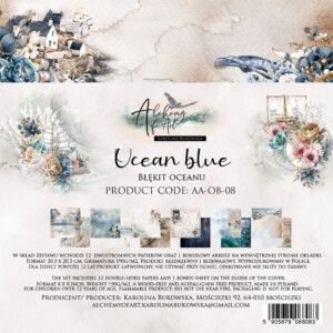 8x8 scrapbook paper pack | ocean blue | 12 sheets | alchemy of art