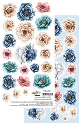 6x12 scrapbook paper | ocean blue flowers to cut | 1 sheet | alchemy of art