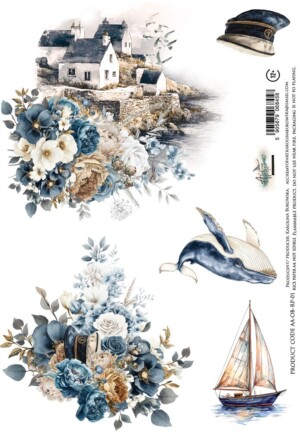 a4 rice paper for decoupage | ocean blue | 1 sheet | alchemy of art